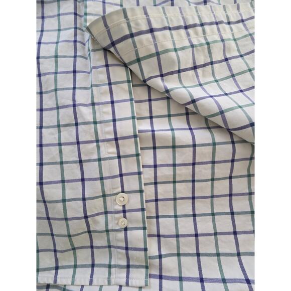 Faconnable XL Blue Green Plaid Shirt 100% Cotton Designer Albert Goldberg - Picture 5 of 9